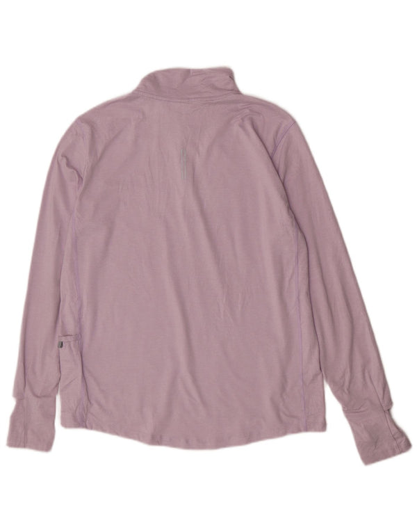 Nike Womens Zip Neck Running Top Long Sleeve UK 14 Medium Purple Sports