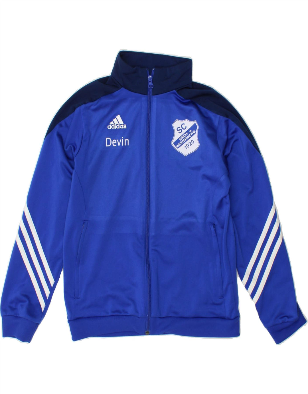 ADIDAS Boys Graphic Tracksuit Top Jacket 11-12 Years Large Blue Polyester Vintage Adidas and Second-Hand Adidas from Messina Hembry 
