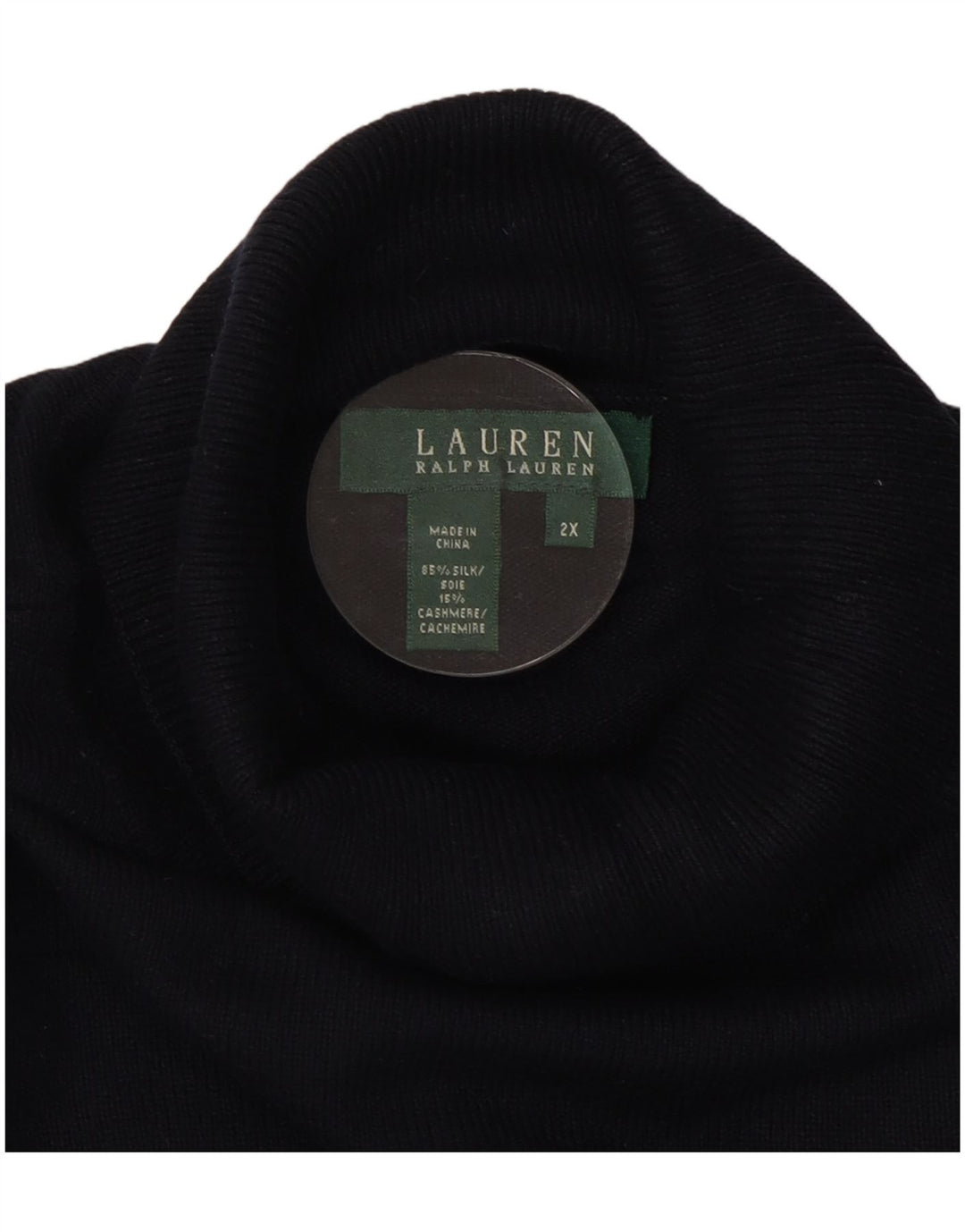 RALPH LAUREN Ženski pulover s rol izrezom UK 20 2XL Mornarsko plava svila