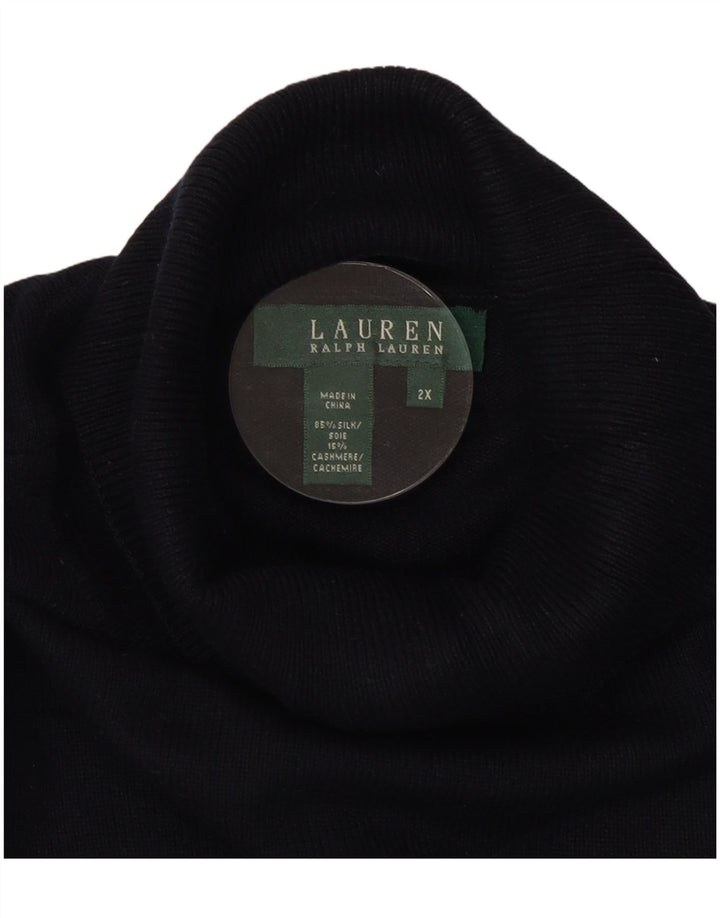 RALPH LAUREN Ženski pulover s rol izrezom UK 20 2XL Mornarsko plava svila