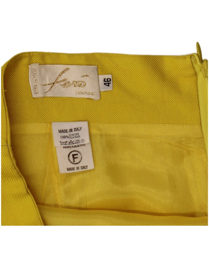 Vintage ženski dvodijelni komplet suknji s 4 gumba IT 46 Large W32 Žuta svila