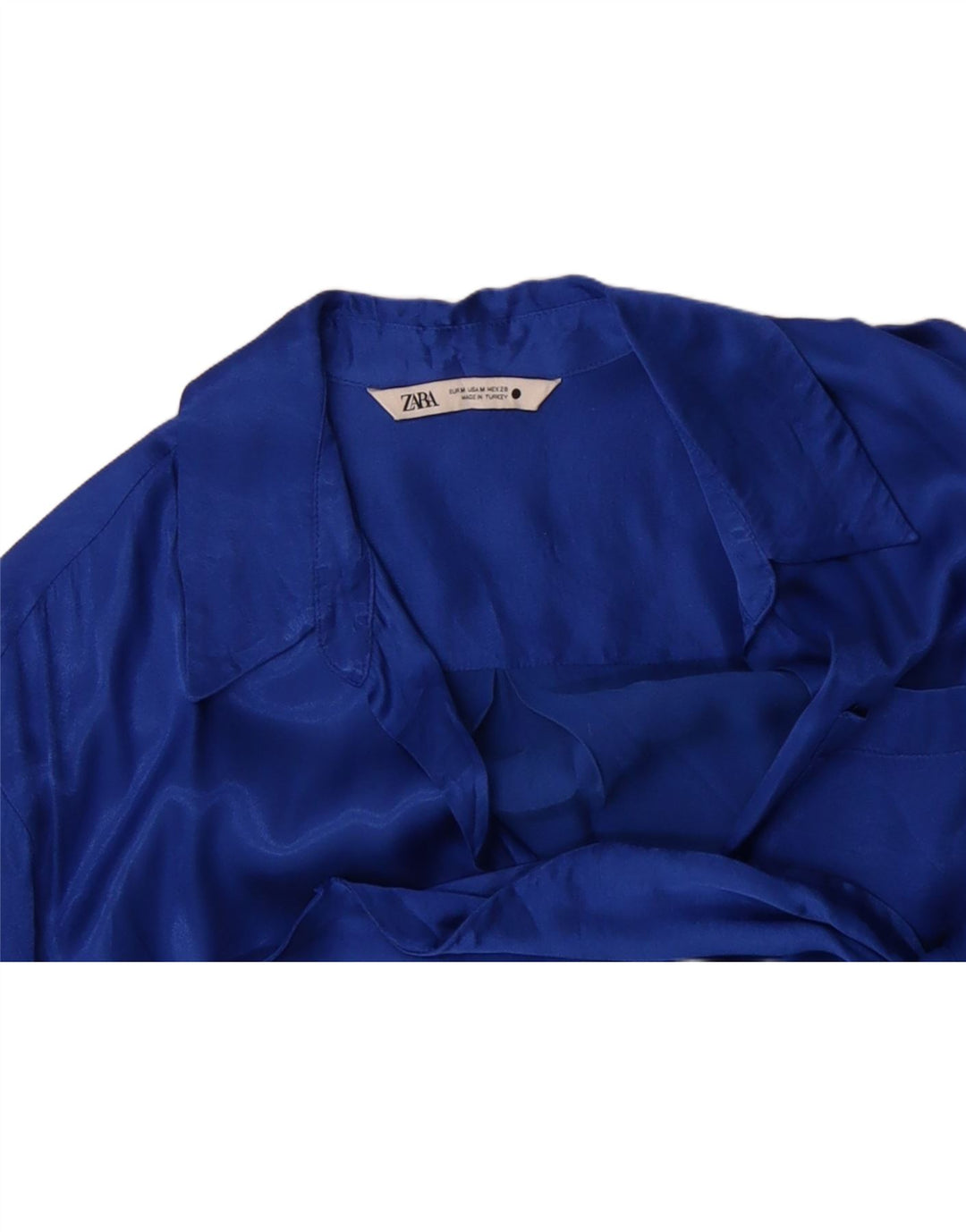 ZARA Womens Wrap 3/4 Sleeve Shirt Blouse UK 12 Medium Blue Vintage Zara and Second-Hand Zara from Messina Hembry 