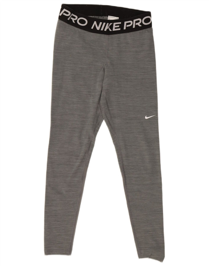 NIKE Ženske Dri Fit grafičke tajice UK 12 Srednje sivi poliester