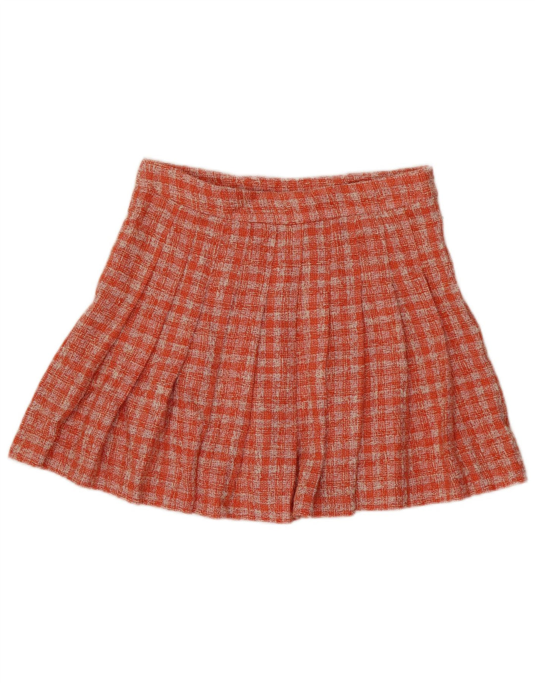 Zara ženska mini plisirana suknja srednje veličine W28 narančasti karirani poliester