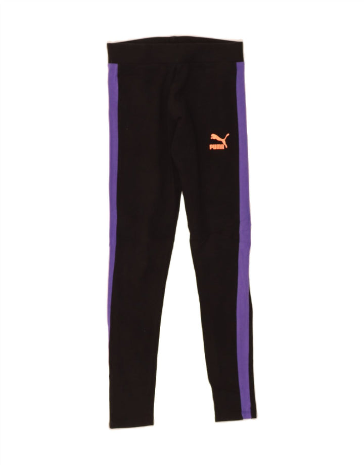 PUMA Womens Leggings UK 8 Small  Black Colourblock Cotton Vintage Puma and Second-Hand Puma from Messina Hembry 