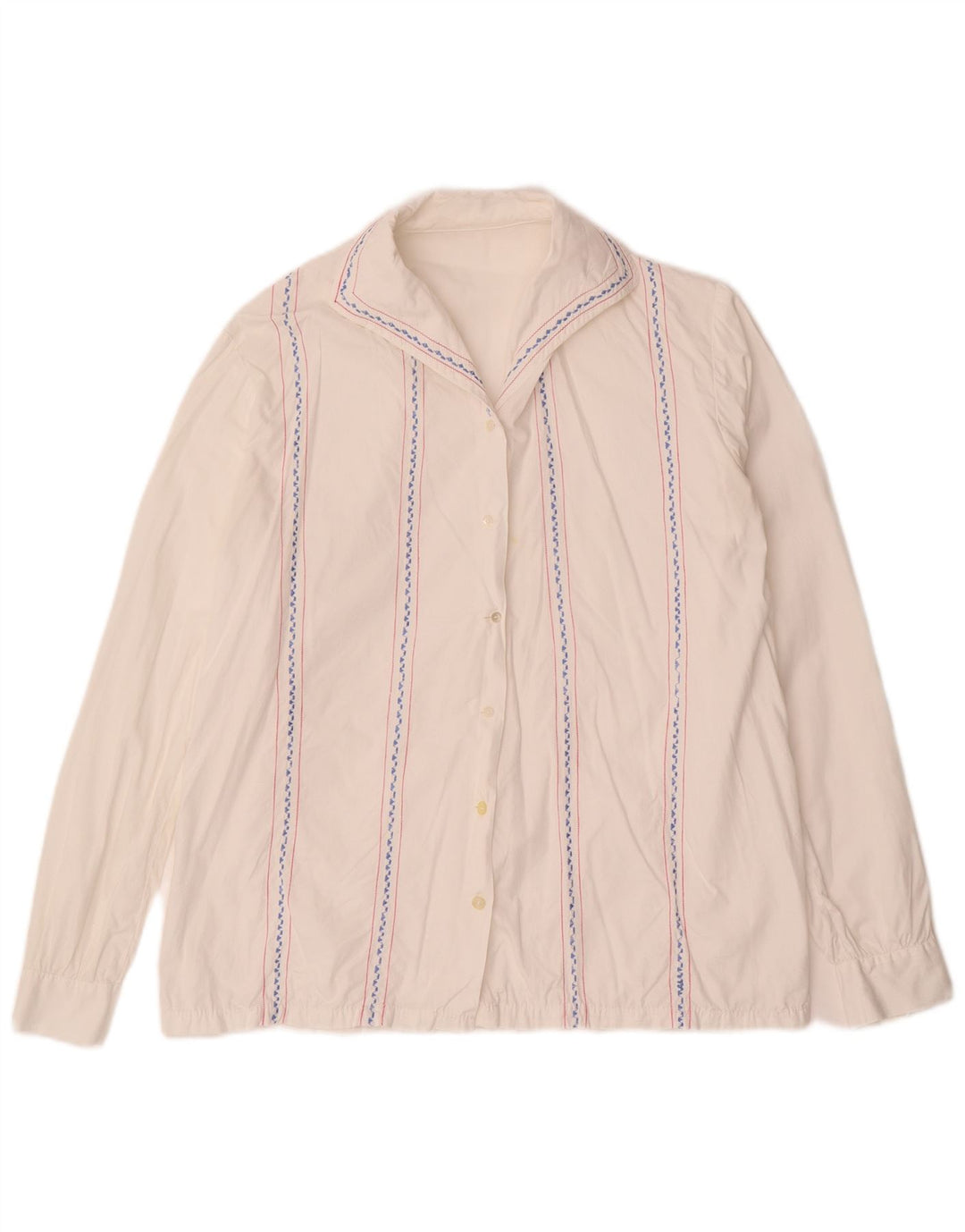 VINTAGE Ženska košulja bluza UK 16 Velike bijele pruge