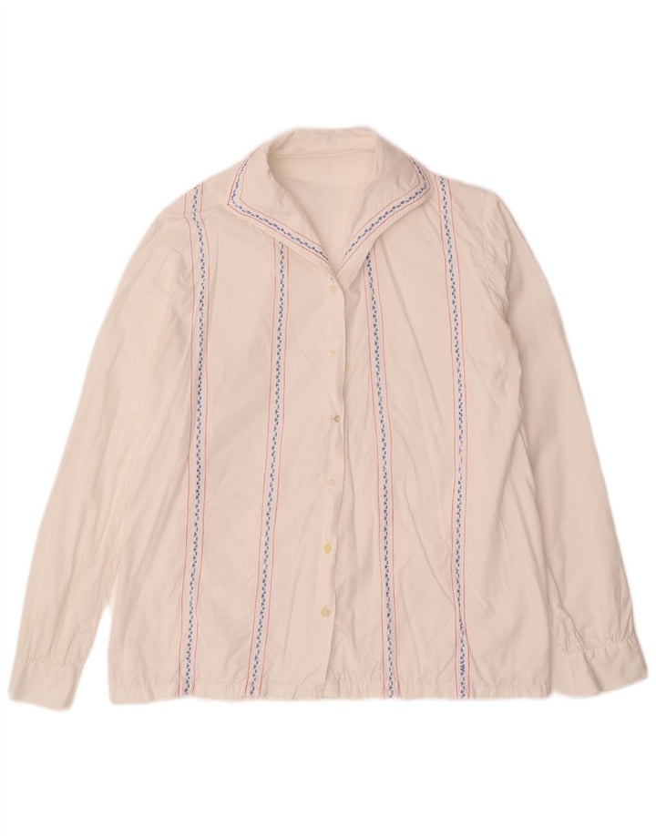 VINTAGE Ženska košulja bluza UK 16 Velike bijele pruge