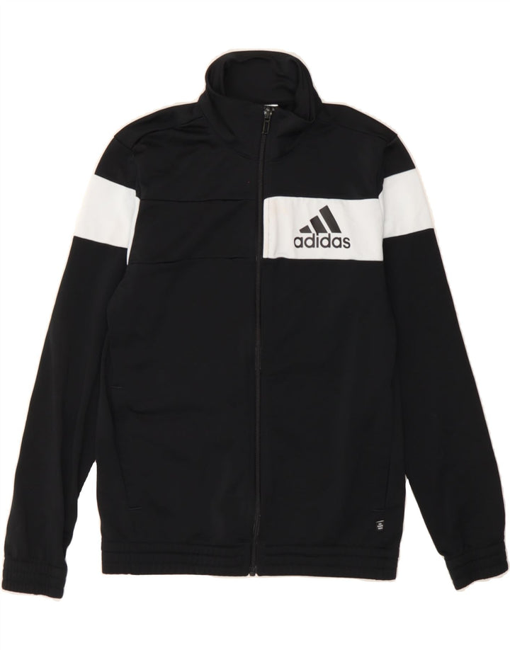 ADIDAS Boys Tracksuit Top Jacket 11-12 Years Black Colourblock Polyester Vintage Adidas and Second-Hand Adidas from Messina Hembry 