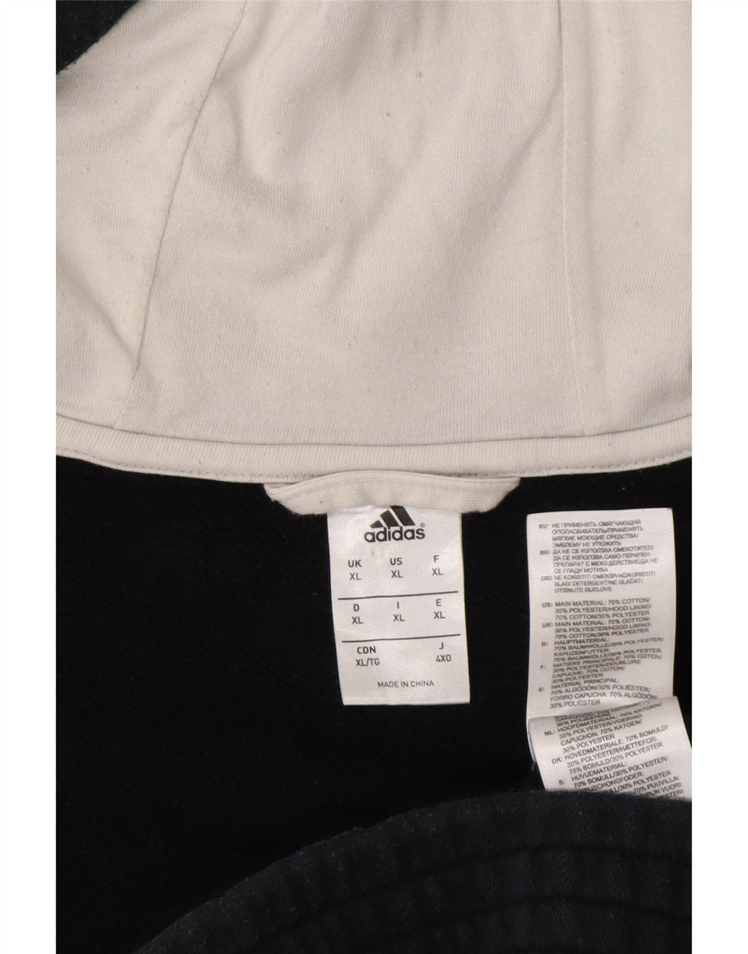 ADIDAS muški pulover s kapuljačom s patentnim zatvaračem XL tamnoplavi pamuk