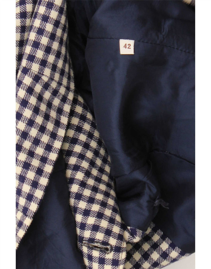 Vintage ženski sako s dvostrukim kopčanjem IT 42 Srednje tamnoplavi gingham