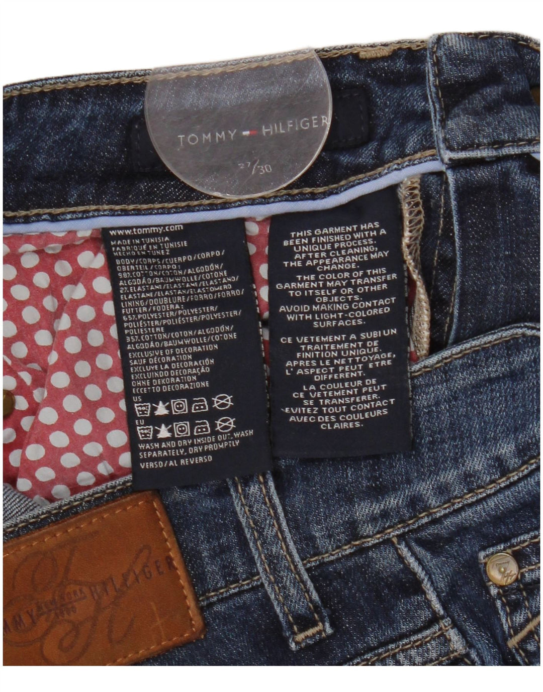 TOMMY HILFIGER Ženske traperice Bootcut W27 L30 tamnoplavi pamuk