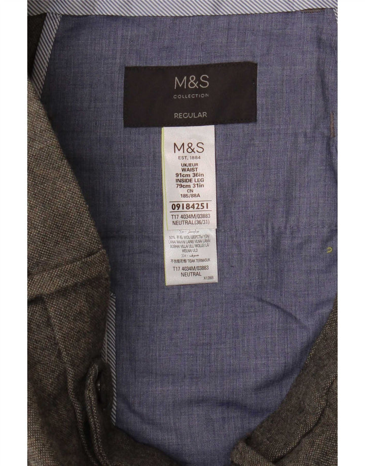 Marks & Spencer muške ravne uobičajene hlače W36 L31 sivi poliester