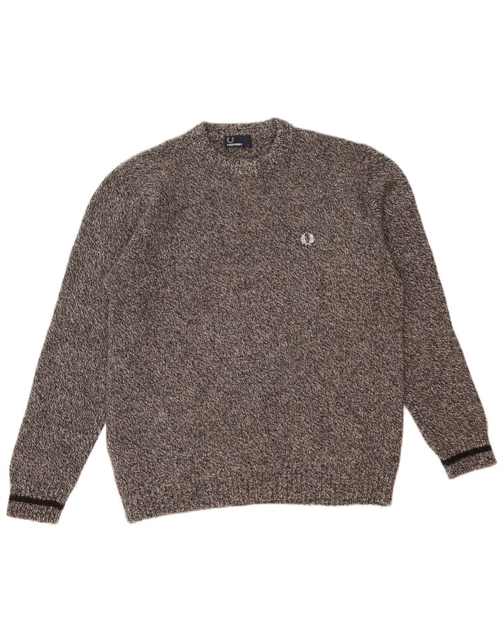 Fred Perry, muški džemper s okruglim izrezom, veliki sivi vuneni džemper