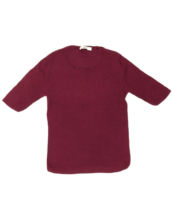 Zara Womens T-Shirt Top UK 12 Medium Burgundy