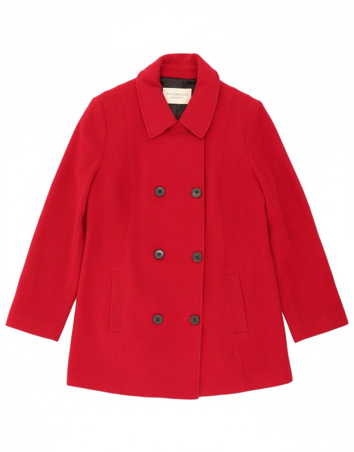 WINDSMOOR Womens Pea Coat UK 16 Large Red Wool