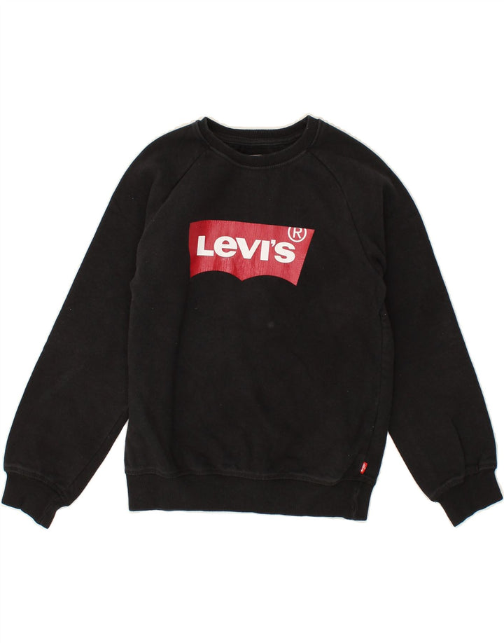 LEVI'S Boys Graphic Sweatshirt Jumper 10-11 Years Large Black Cotton | Vintage Levi's | Thrift | Second-Hand Levi's | Used Clothing | Messina Hembry 