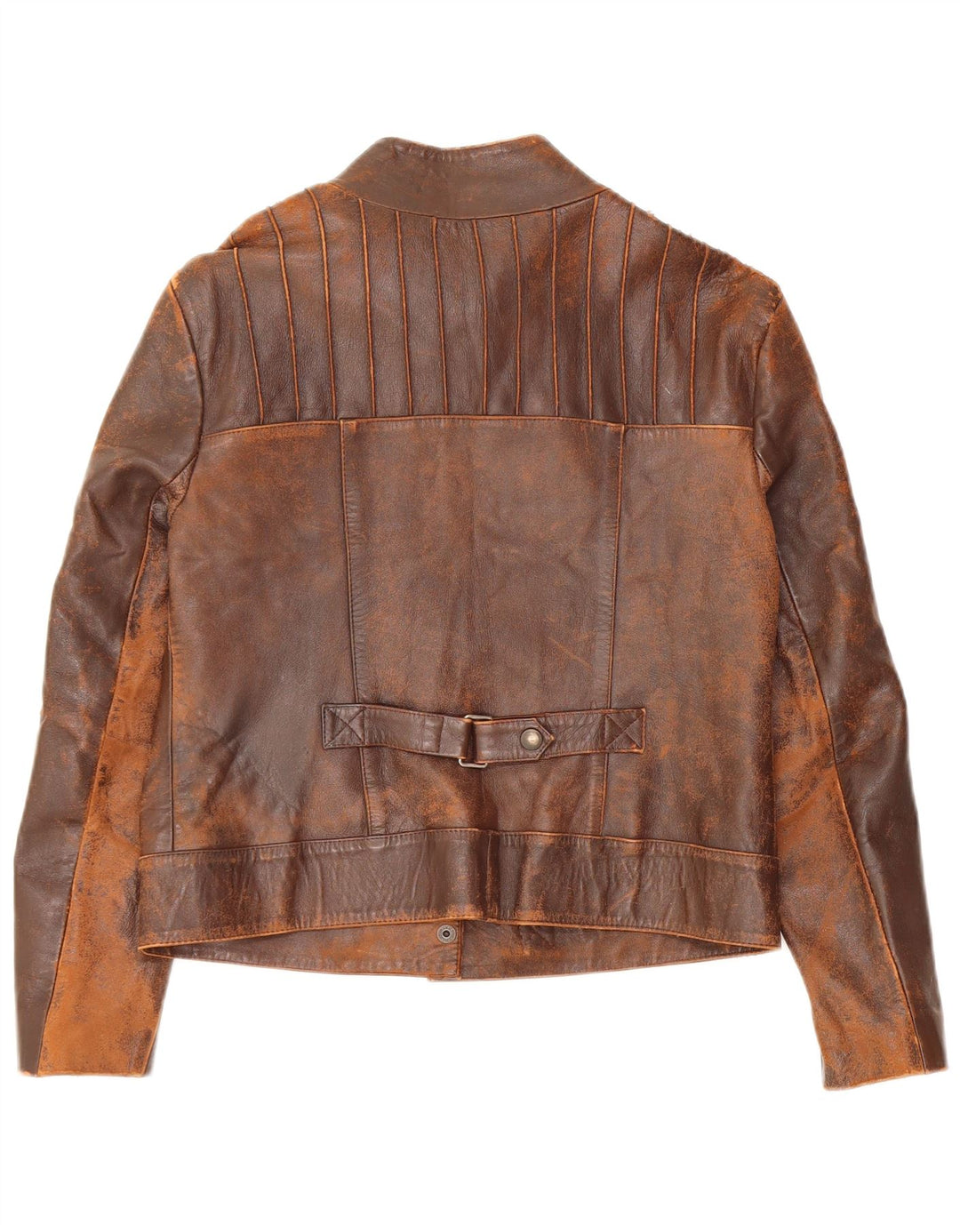 Vintage ženska uspravna kožna jakna UK 10 Mala smeđa