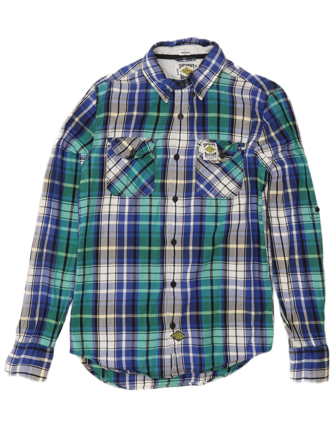 SUPERDRY muška flanelska košulja, mali plavi karirani pamuk