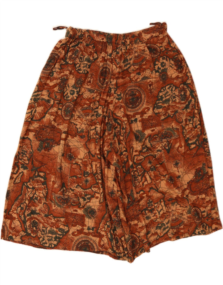 VINTAGE Womens Wide Leg Bermuda Shorts W30 Medium Brown Geometric Vintage Vintage and Second-Hand Vintage from Messina Hembry 