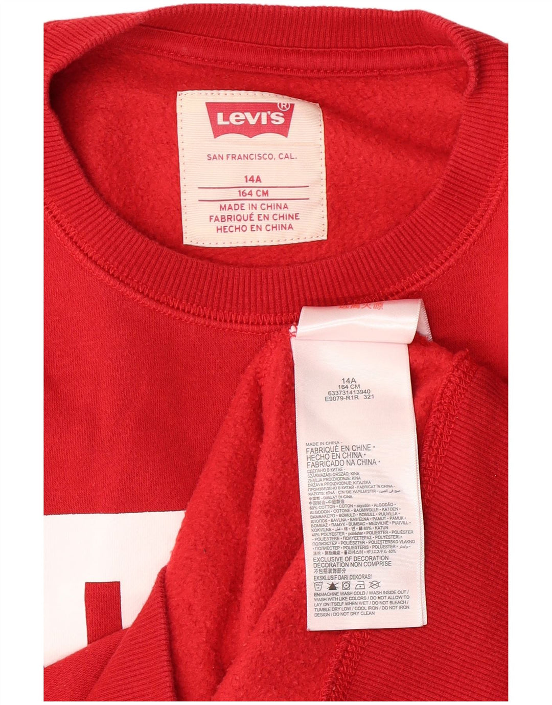 LEVI'S Boys Graphic Sweatshirt Džemper 13-14 godina, crveni pamuk