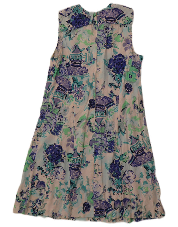 Vintage ženska haljina A-kroja bez rukava UK 12 srednje bijele cvjetne boje