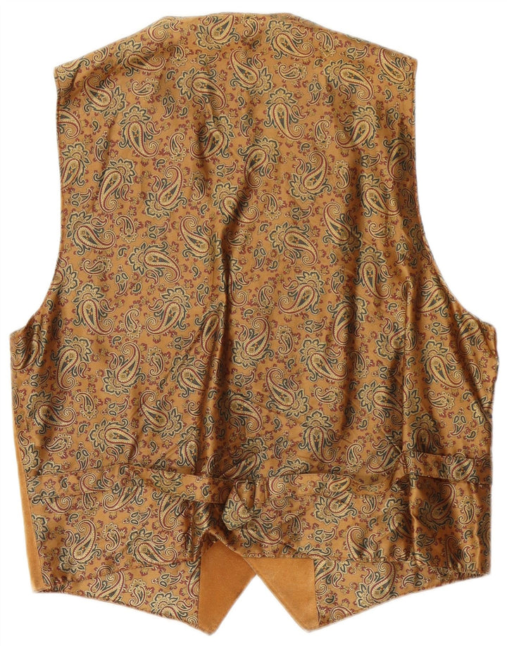 Vintage muški prsluk od brušene kože srednje smeđeg paisley boje