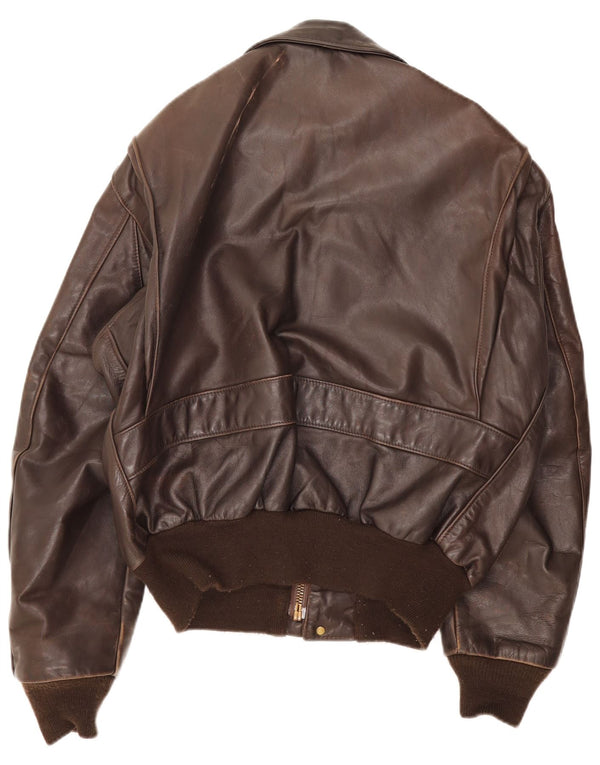 Vintage muška vojna kožna bomber jakna UK 38 srednje smeđa