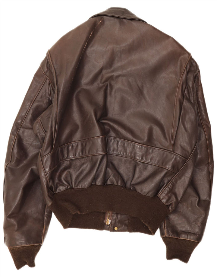 Vintage muška vojna kožna bomber jakna UK 38 srednje smeđa