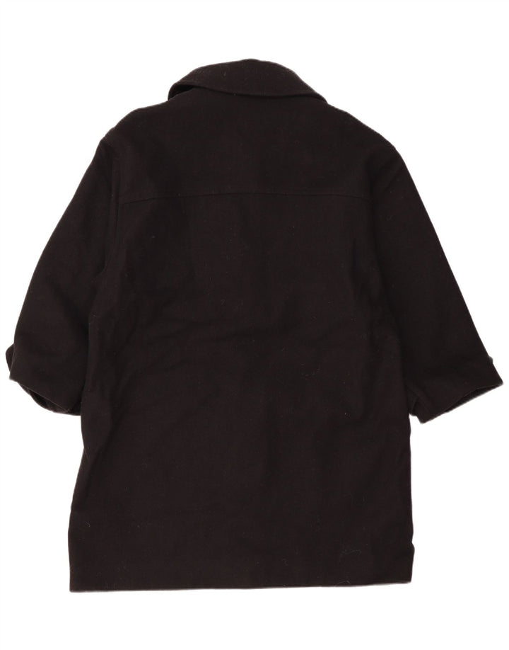 Vintage ženski oversized Duffle Coat UK 14 srednje crna vuna