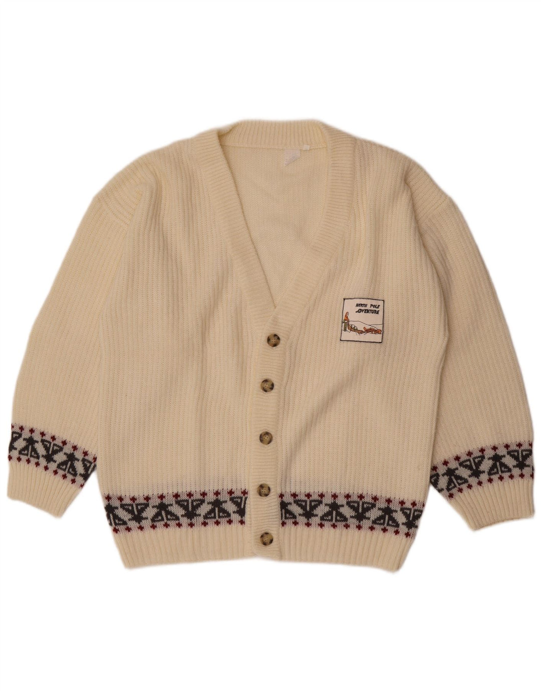 Vintage muški kardigan džemper srednje bijele boje Fair Isle