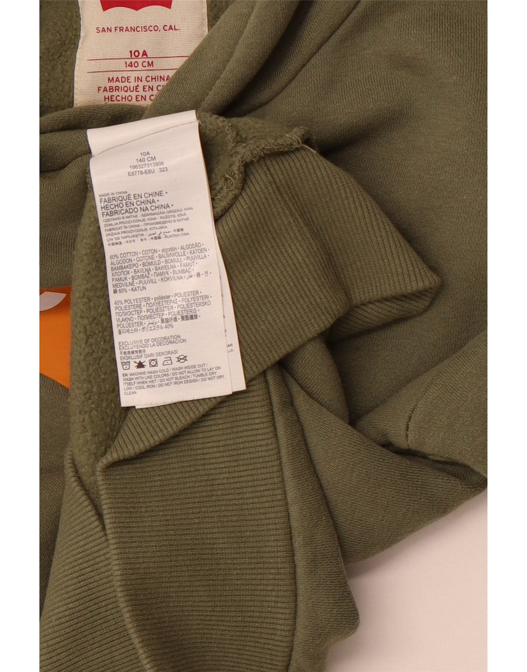 LEVI'S majica s kapuljačom za dječake 9-10 godina, zeleni pamuk