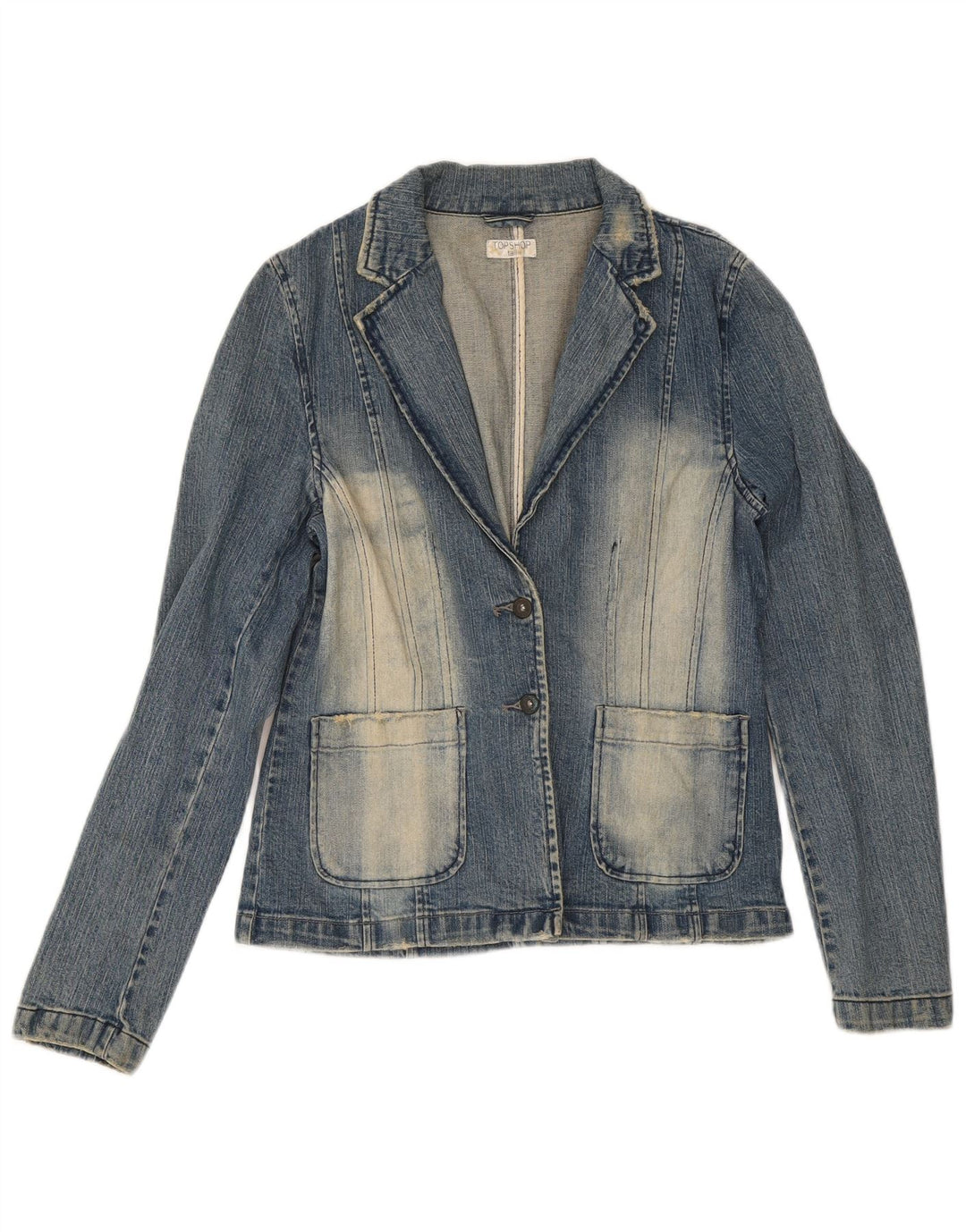 Topshop ženska traper jakna s 2 gumba UK 14 srednje plavi pamuk