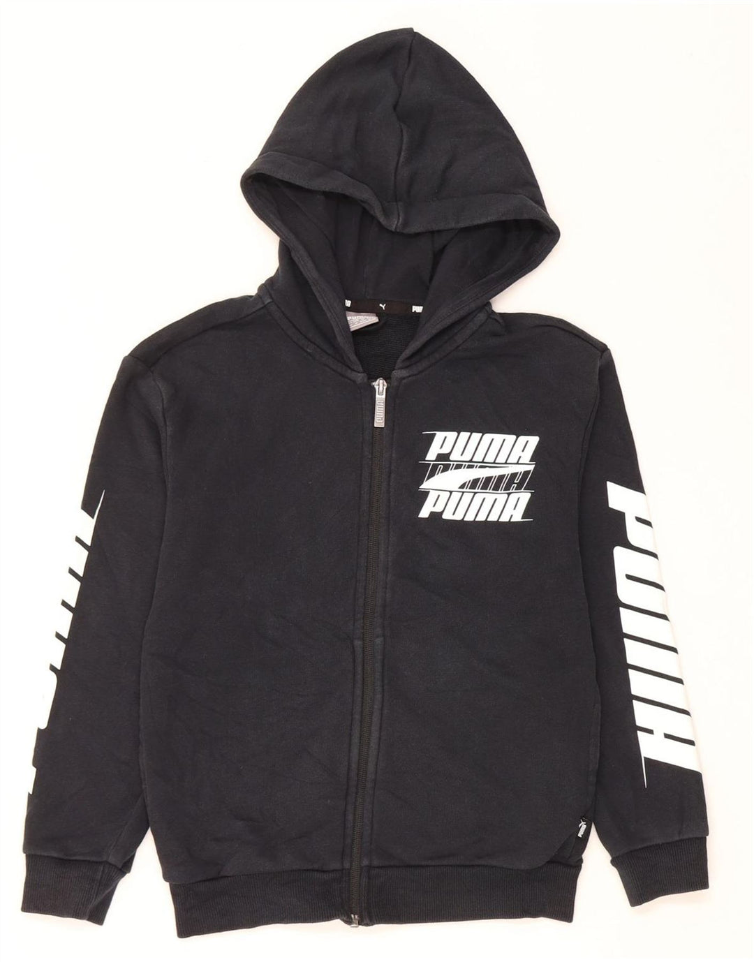 PUMA Boys Graphic Zip Hoodie pulover 9-10 Years Black Pamuk