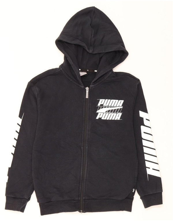 PUMA Boys Graphic Zip Hoodie pulover 9-10 Years Black Pamuk