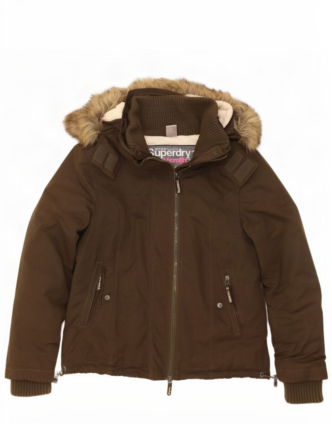 Superdry ženska jakna vjetrovka s kapuljačom UK 18 XL kaki poliester