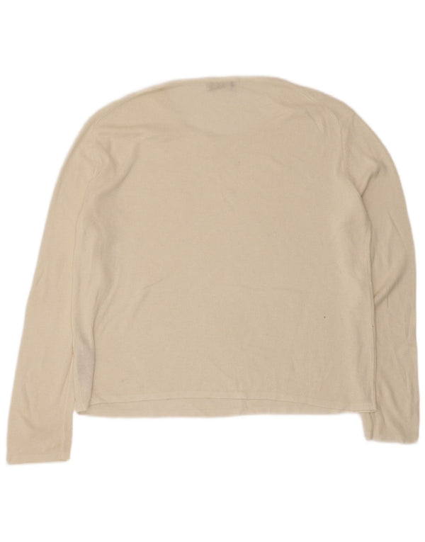 Massimo Dutti Womens Top Long Sleeve UK 14 Medium Beige Cotton