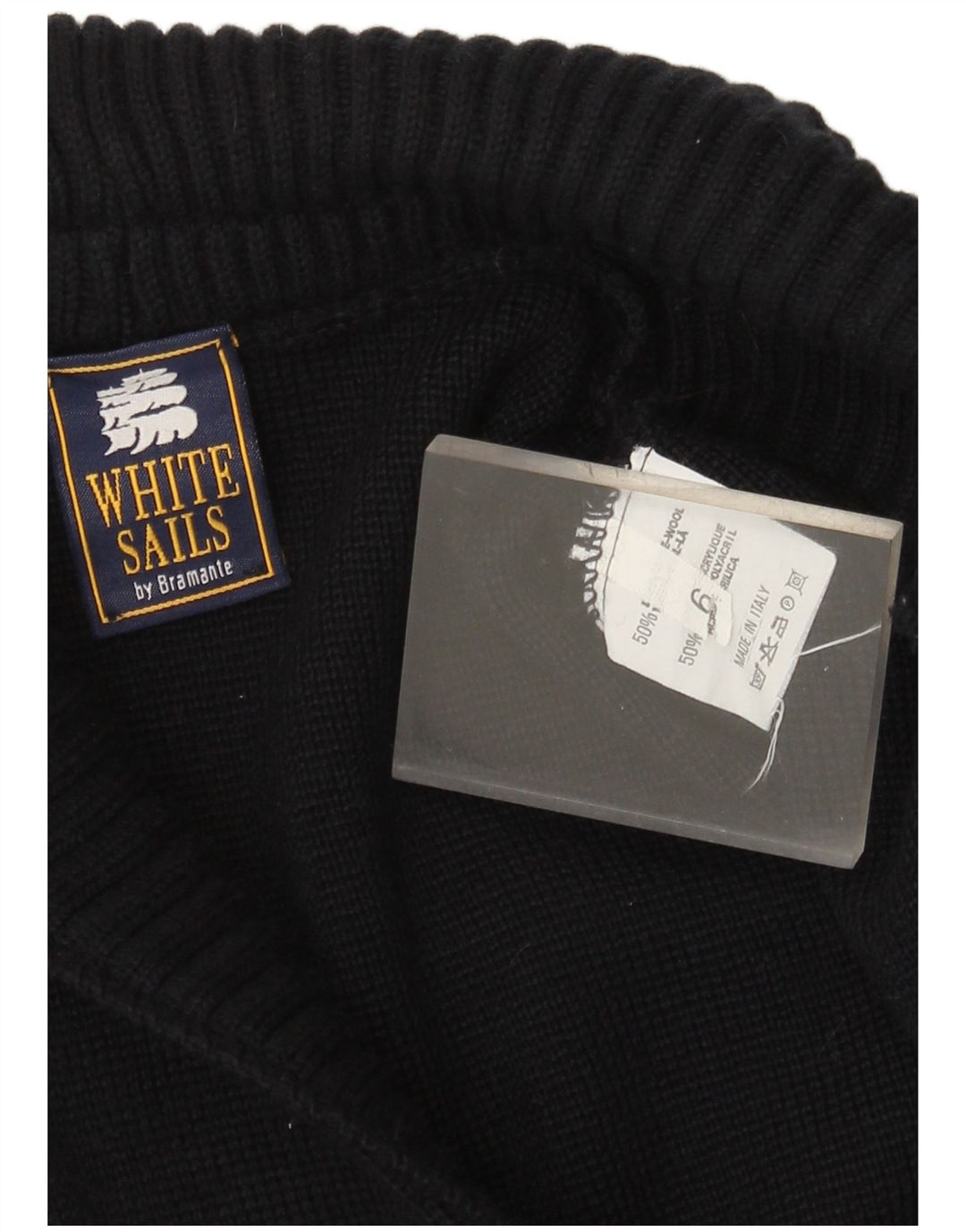 Muški preveliki džemper s bijelim jedrima US 6 srednje tamnoplave vune