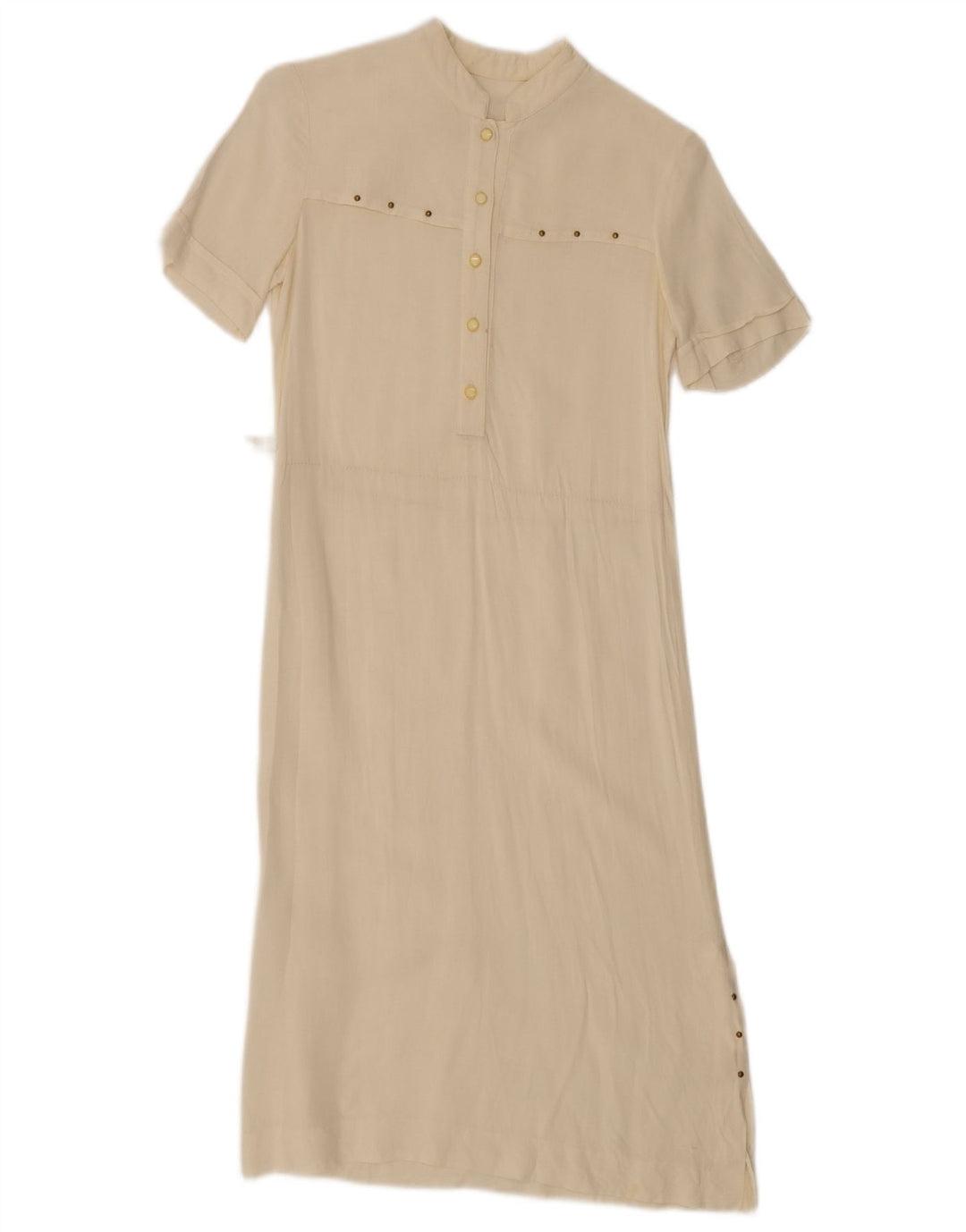 VINTAGE Womens Shift Dress UK 8 Small Off White Viscose