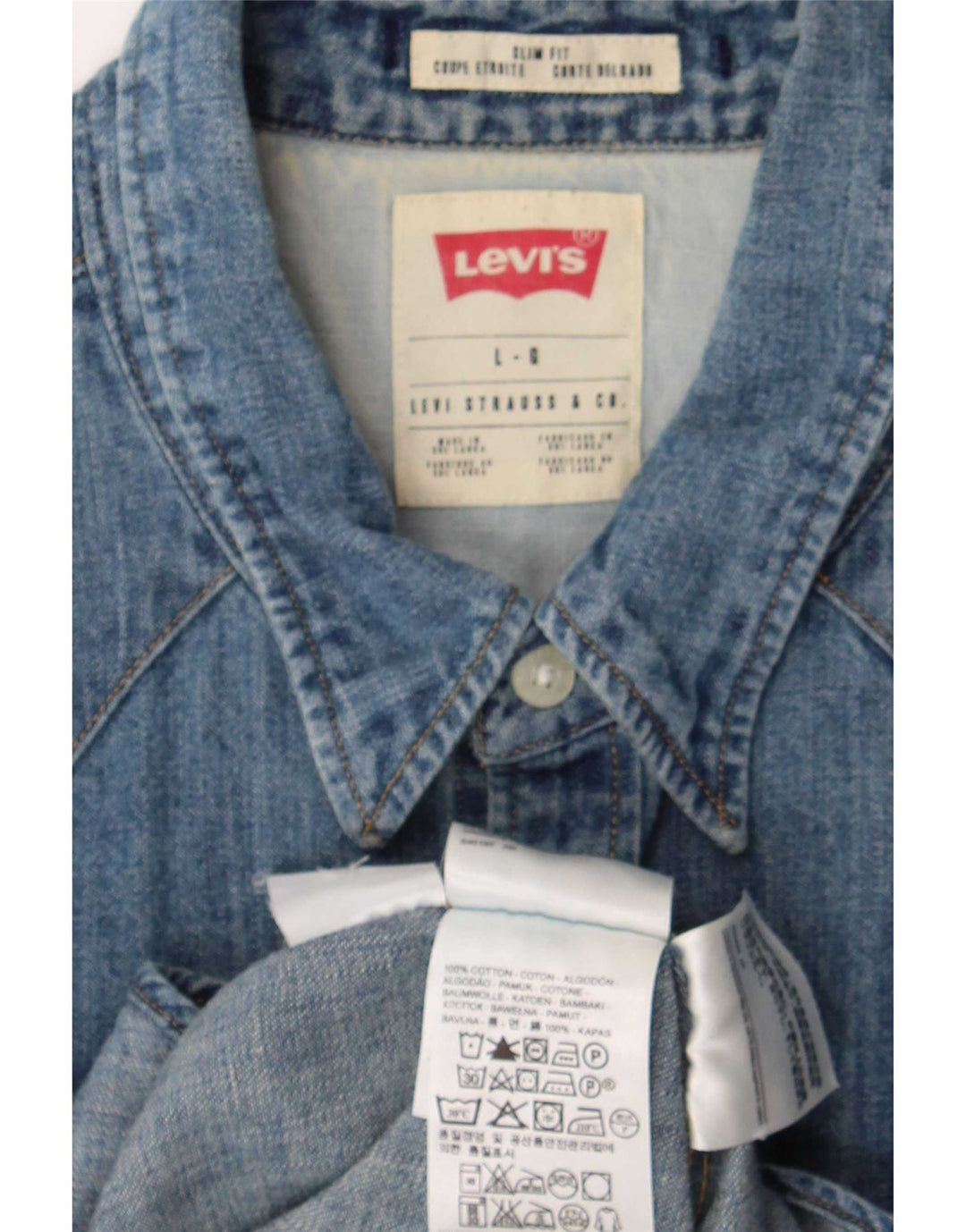 Levi's muška uska traper košulja velika plava pamučna