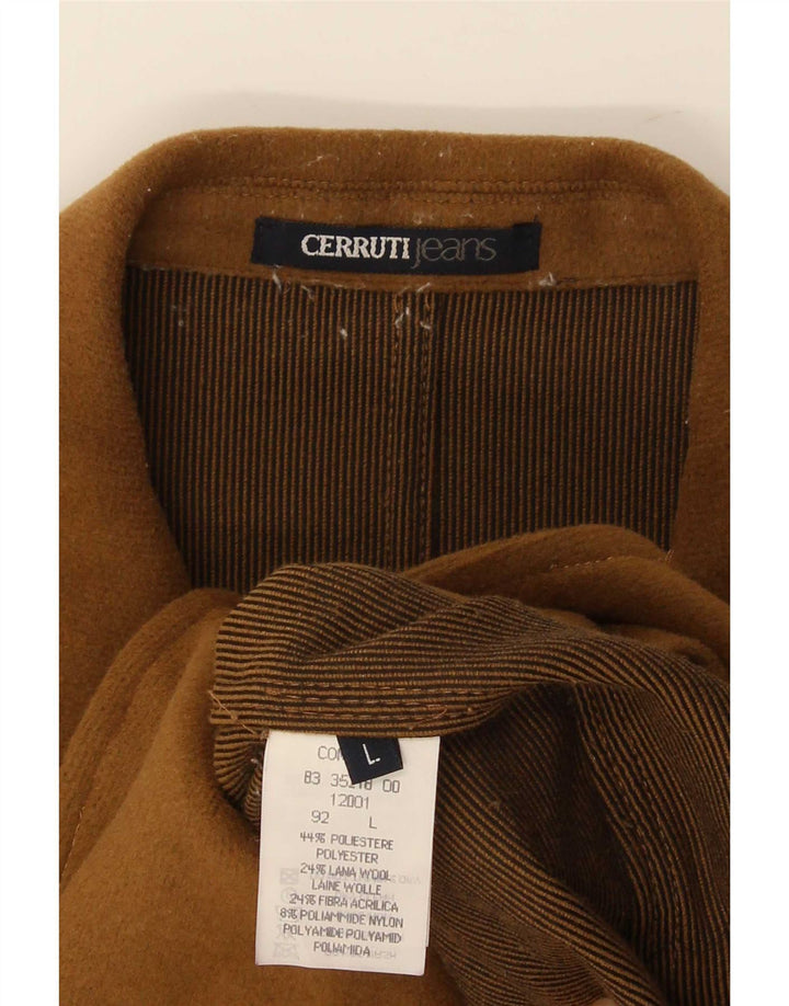 Cerruti ženska jakna s 3 gumba UK 16 veliki smeđi poliester