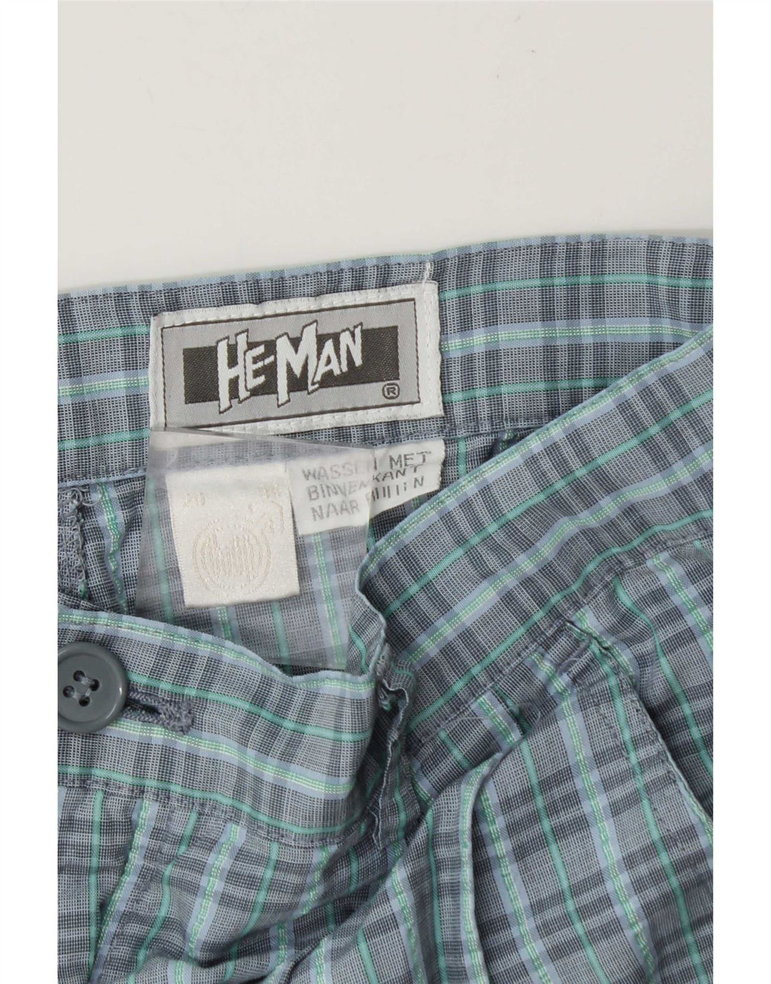 Vintage muške chino hlače s klinovima W29 L31 plavi karirani poliester