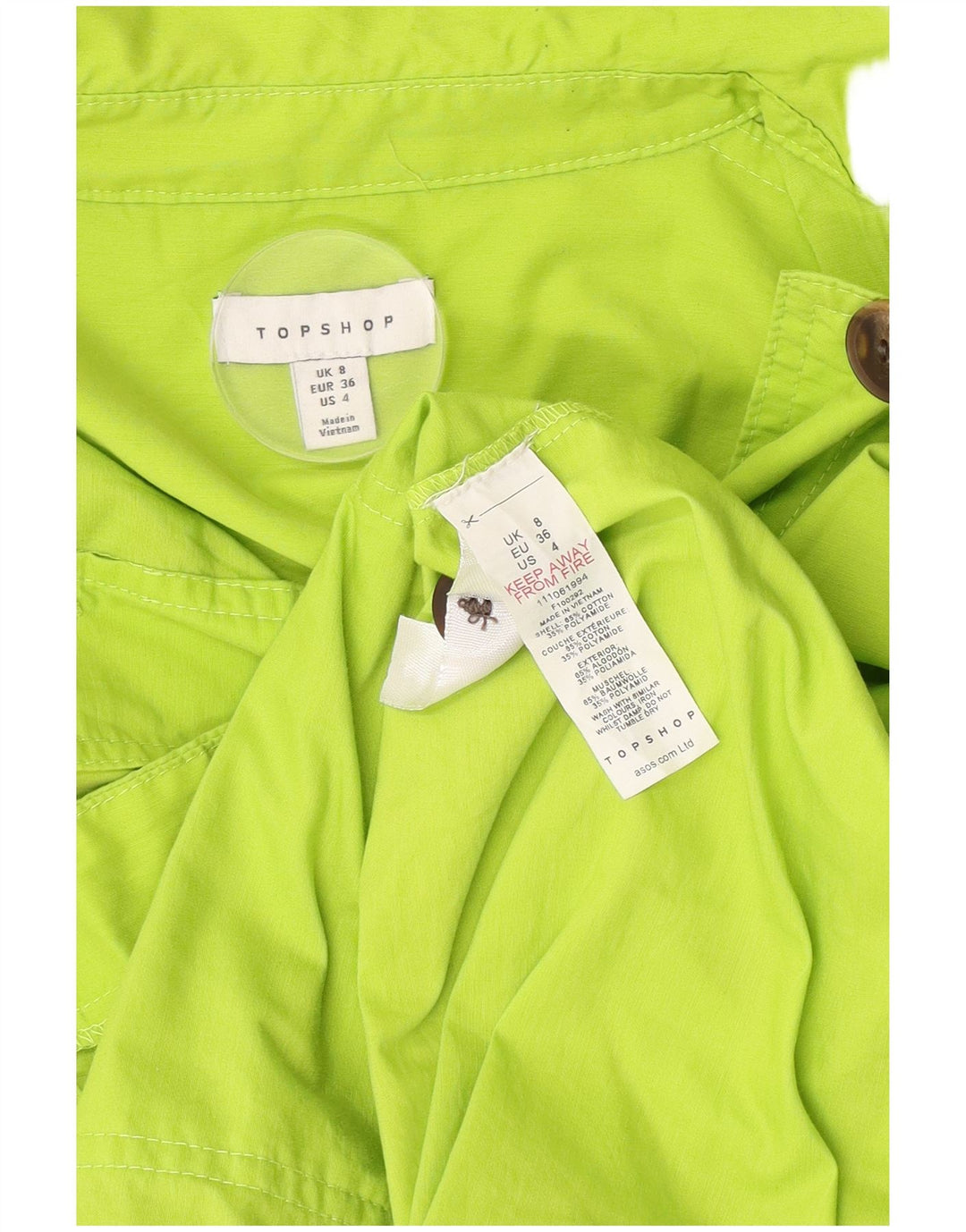 Topshop ženska oversize radna jakna UK 8 mala zelena pamuk