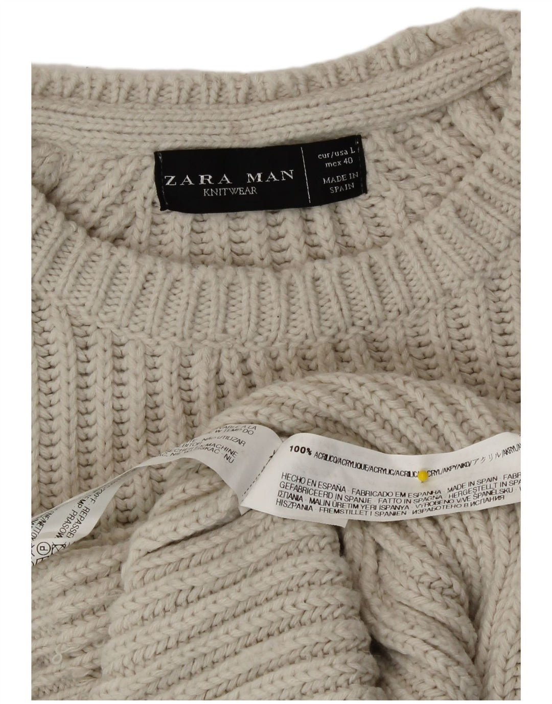 Zara muški pulover s okruglim izrezom, veliki sivi akril