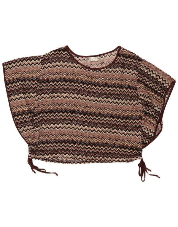 Mizumi ženska šišmiš velika bluza Top UK 10 Small Brown Chevron
