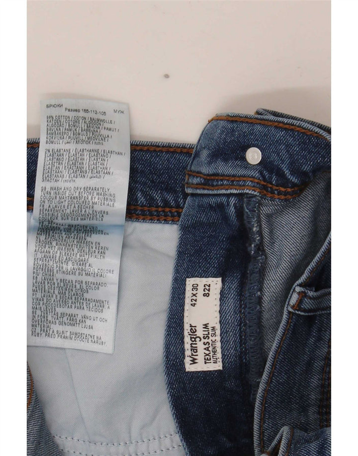 Wrangler Muške Texas Slim Jeans W42 L30 Plavi pamuk