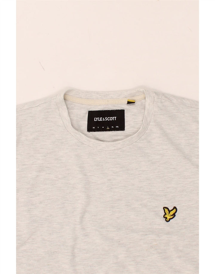 LYLE & SCOTT Mens T-Shirt Top Large Grey Colourblock Cotton Vintage Lyle & Scott and Second-Hand Lyle & Scott from Messina Hembry 
