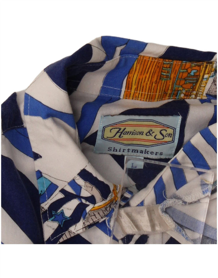 Harrison & Son Muška košulja kratkih rukava s apstraktnim uzorkom, velika plava viskoza