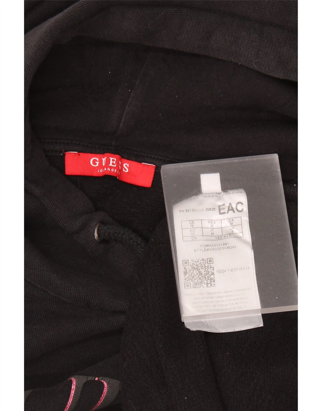 GUESS Ženska prevelika majica s kapuljačom s 3/4 rukava UK 8 Mala crna