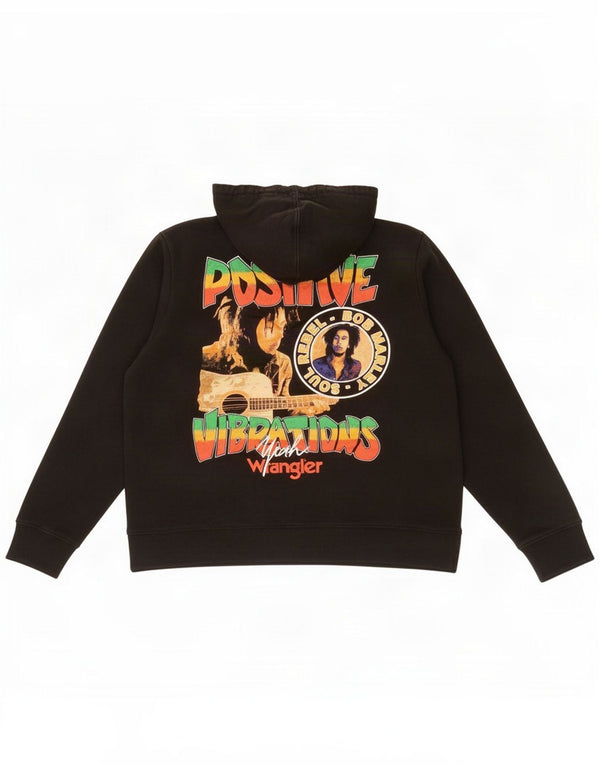 Wrangler Womens Bob Marley Graphic Hoodie Jumper UK 16 Large Black