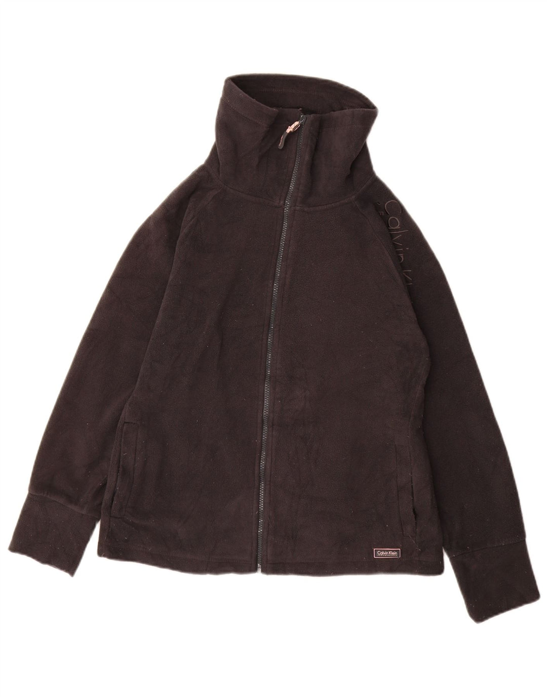 CALVIN KLEIN JEANS Ženska grafička jakna od flisa UK 12 srednje siva